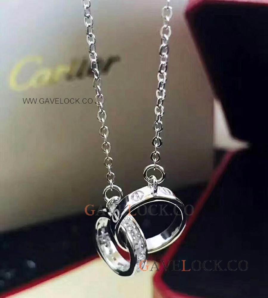 AAA Grade Cartier 925 Silver Double Necklace Diamond-Paved